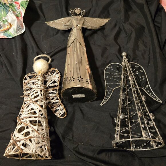Collection of Angels for Holidays or Anytime!  SET OF THREE (Metal/Wicker/Wire) - Picture 1 of 15